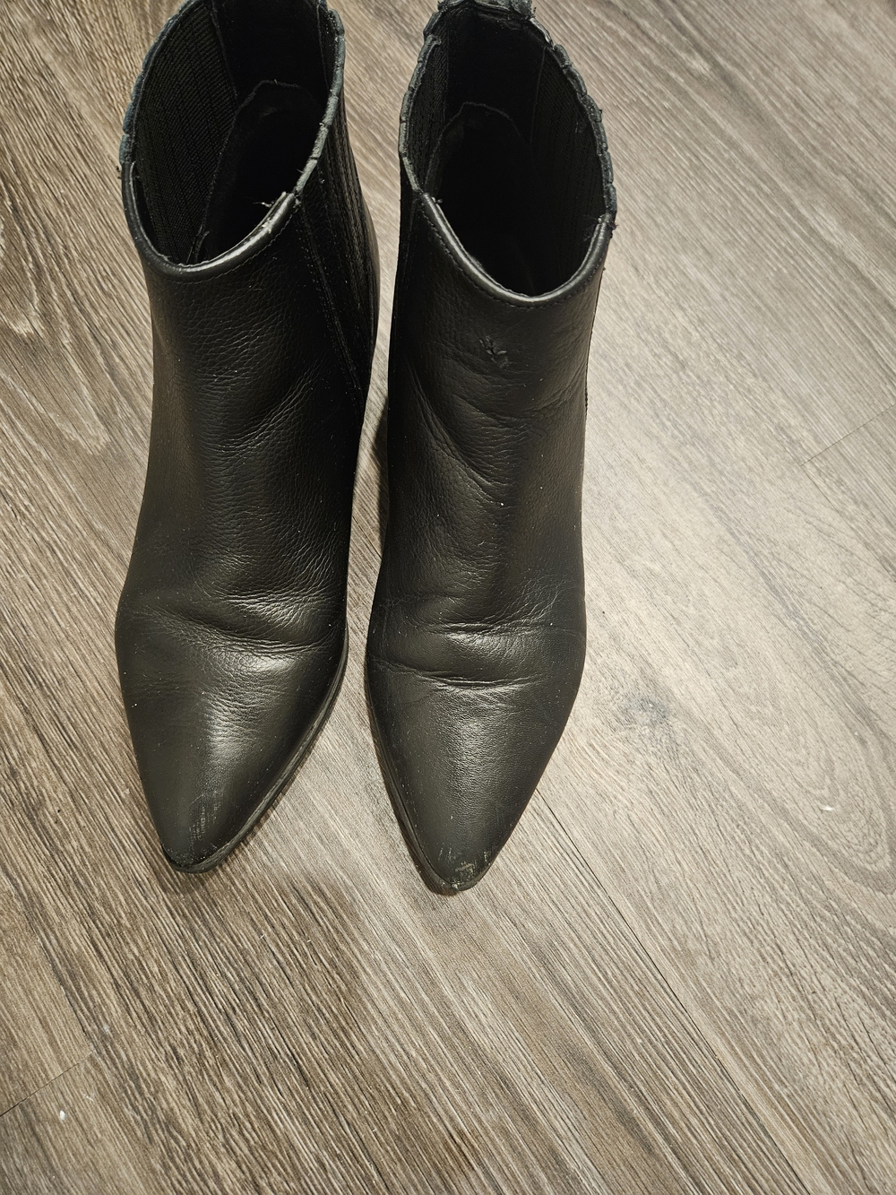 Marc Fisher Black Pointed Leather Ankle Boots